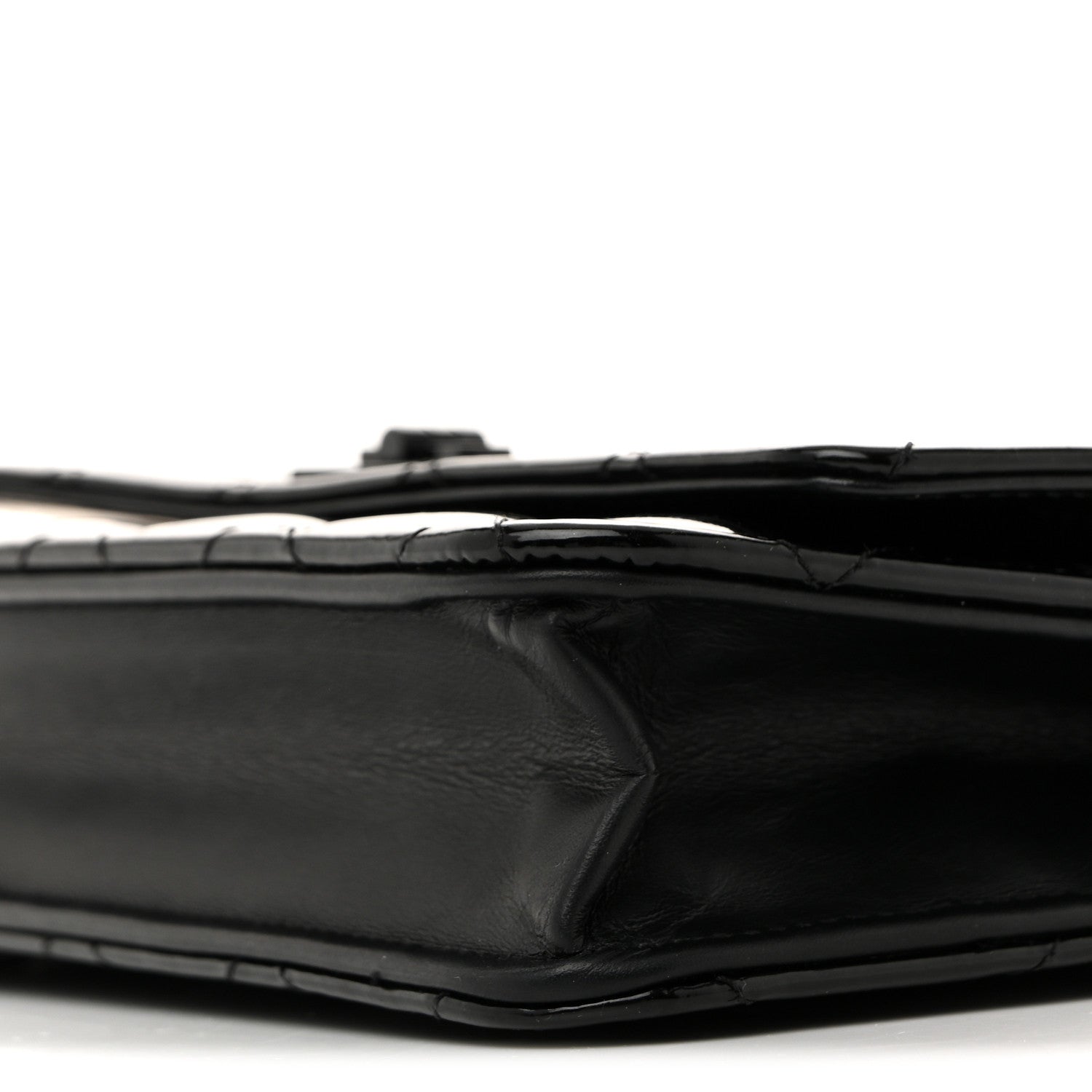 Chanel Patent Calfskin Quilted Reissue Wallet On Chain WOC So Black 11 of 12