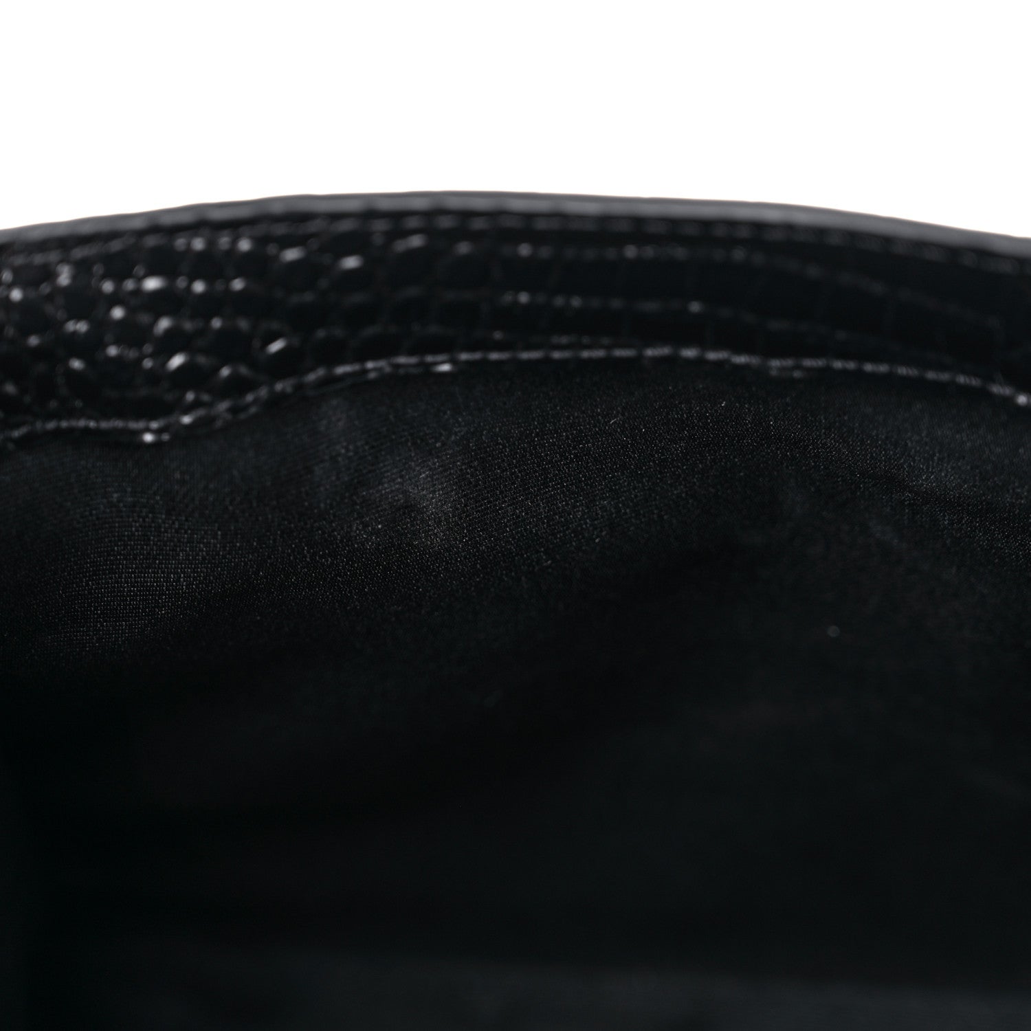 Saint Laurent Shiny Calfskin Crocodile Embossed Manhattan Baguette Black 11 of 11