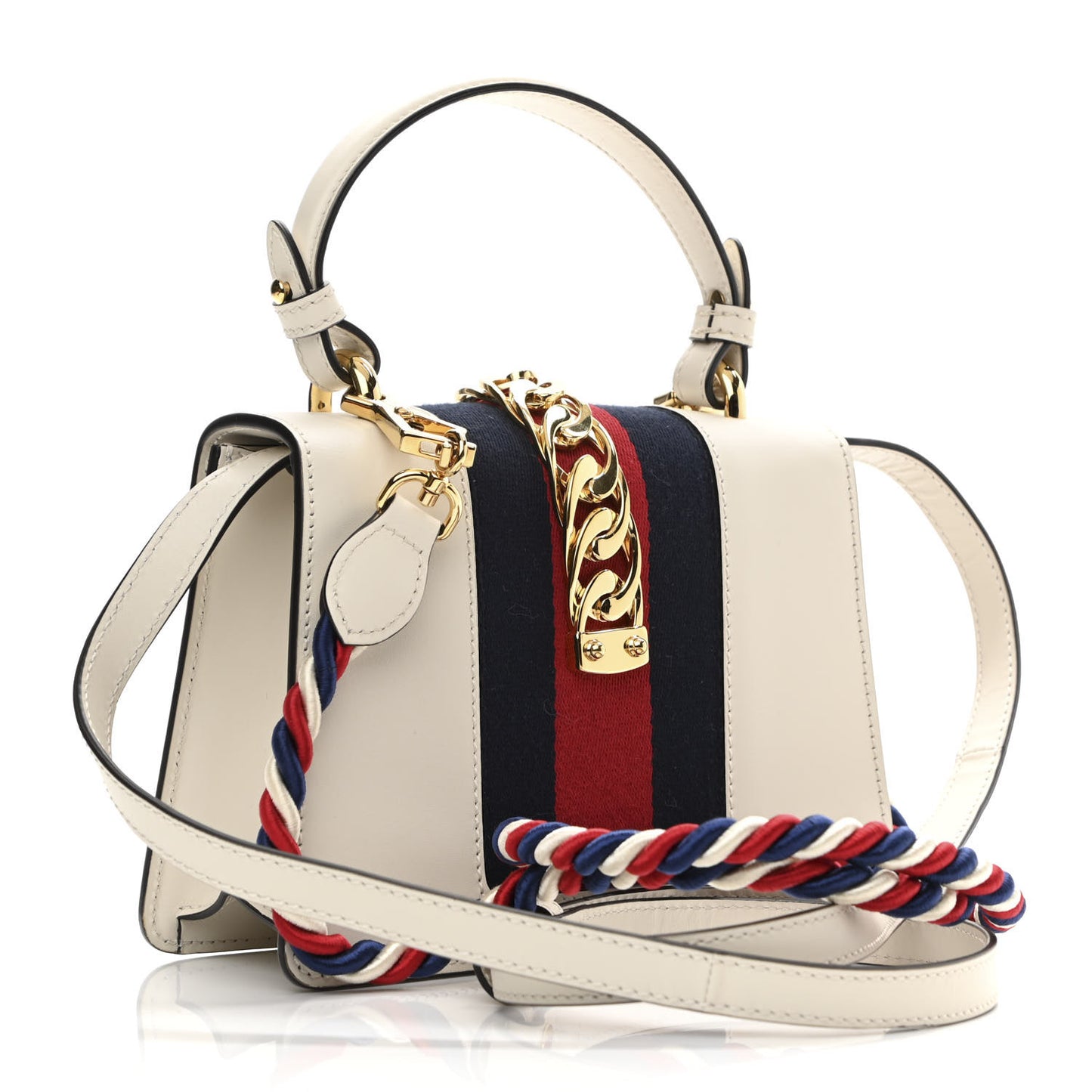 Calfskin Mini Sylvie Top Handle Bag White