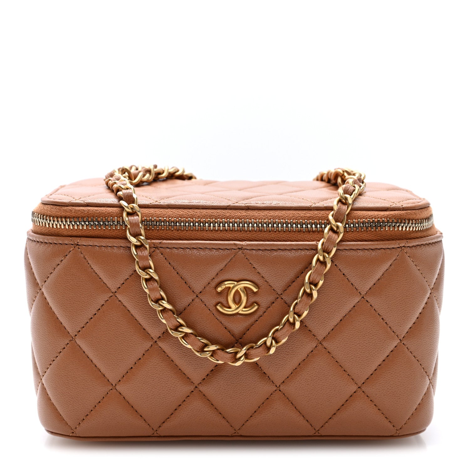 Chanel Lambskin Quilted Pearl Crush Small Vanity Case With Chain Beige 1 of 11