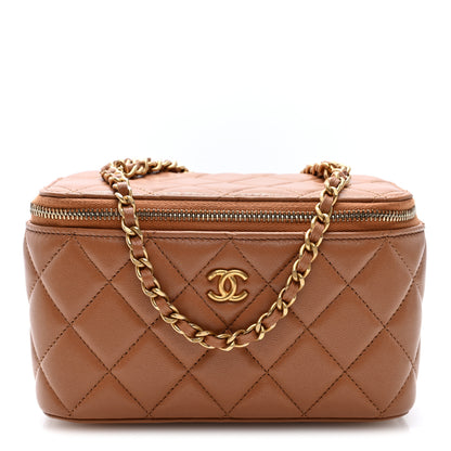 Chanel Lambskin Quilted Pearl Crush Small Vanity Case With Chain Beige 1 of 11