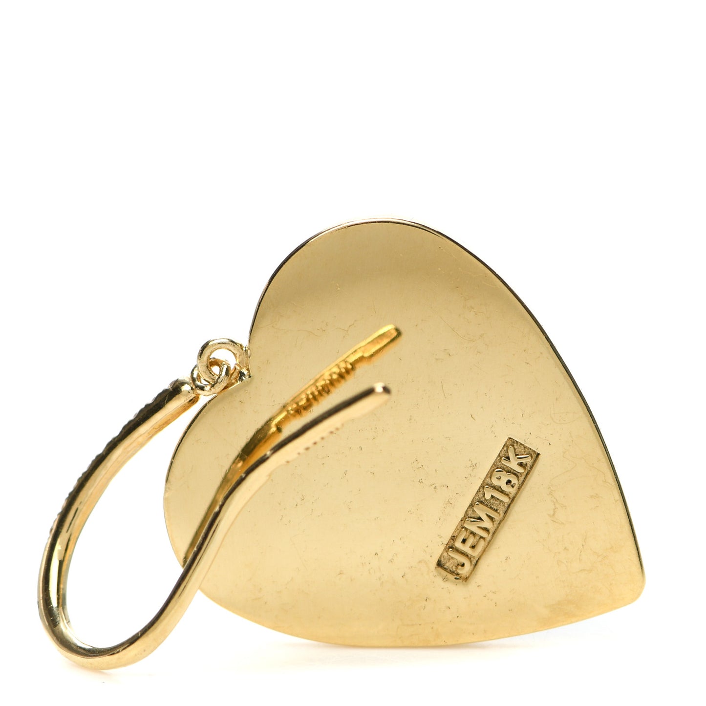 18K Yellow Gold Diamond Turquoise Inlay Heart Earrings