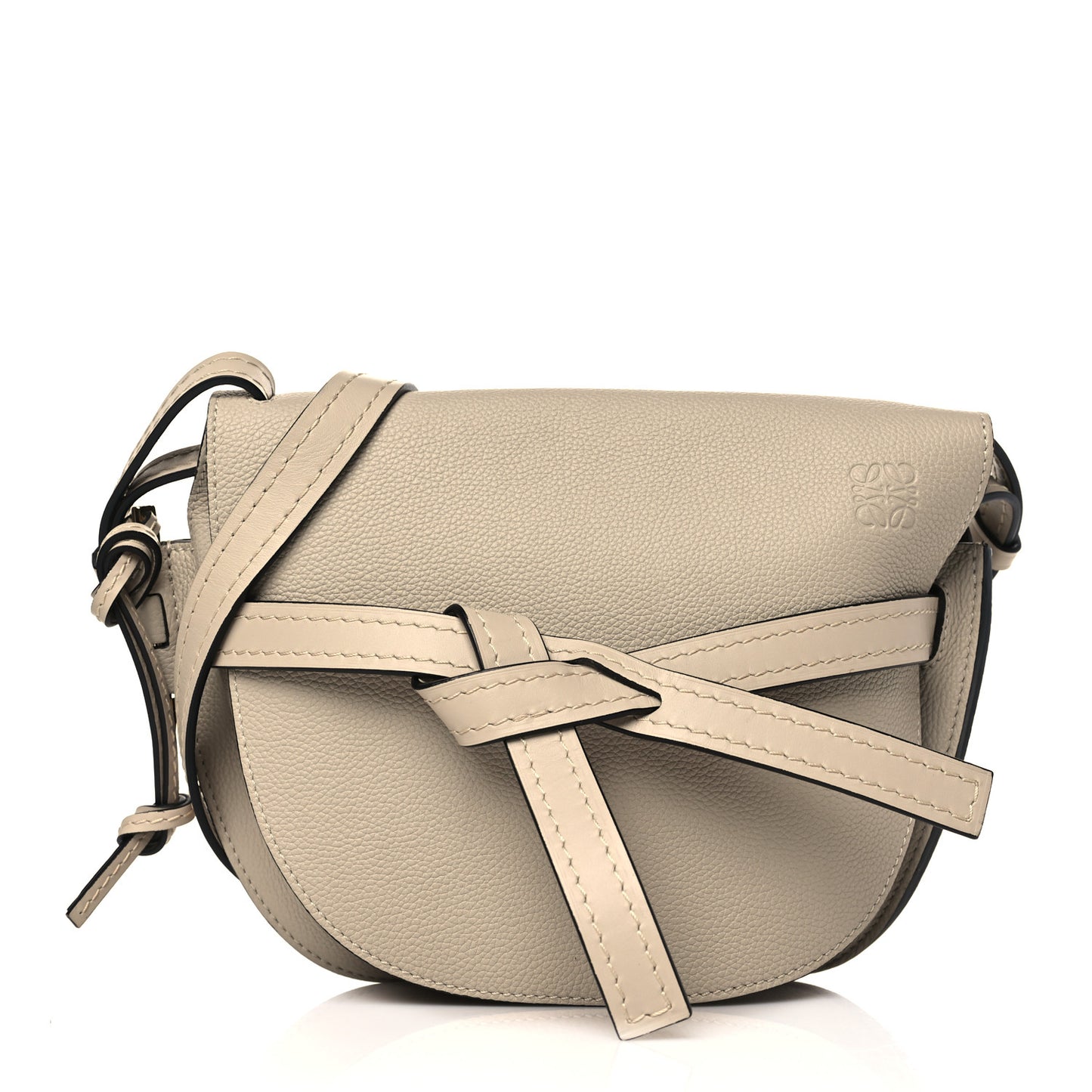 Grained Calfskin Small Gate Crossbody Bag Light Oat