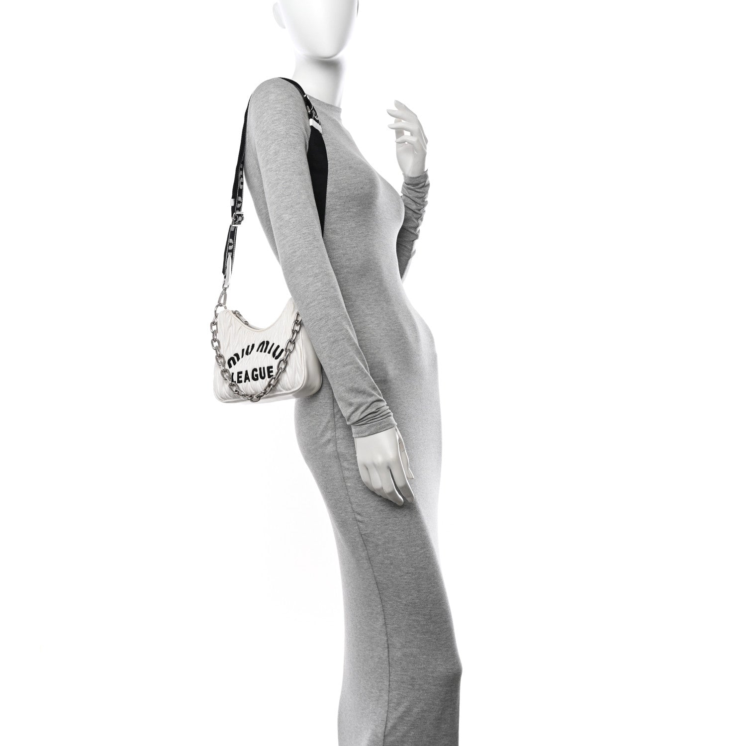 Miu Miu Nappa Matelasse Lux League Crossbody Bag White Black 2 of 11