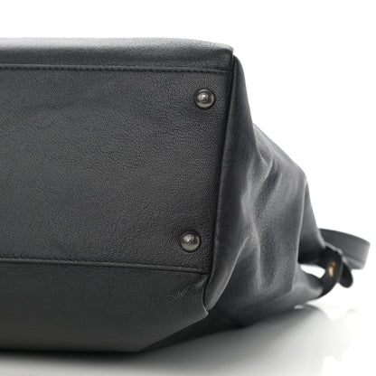 Fendi Goatskin Zucca Large Peekaboo Iconic Satchel Black Tobacco 11 of 12