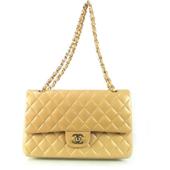 Lambskin Medium Double Flap Beige