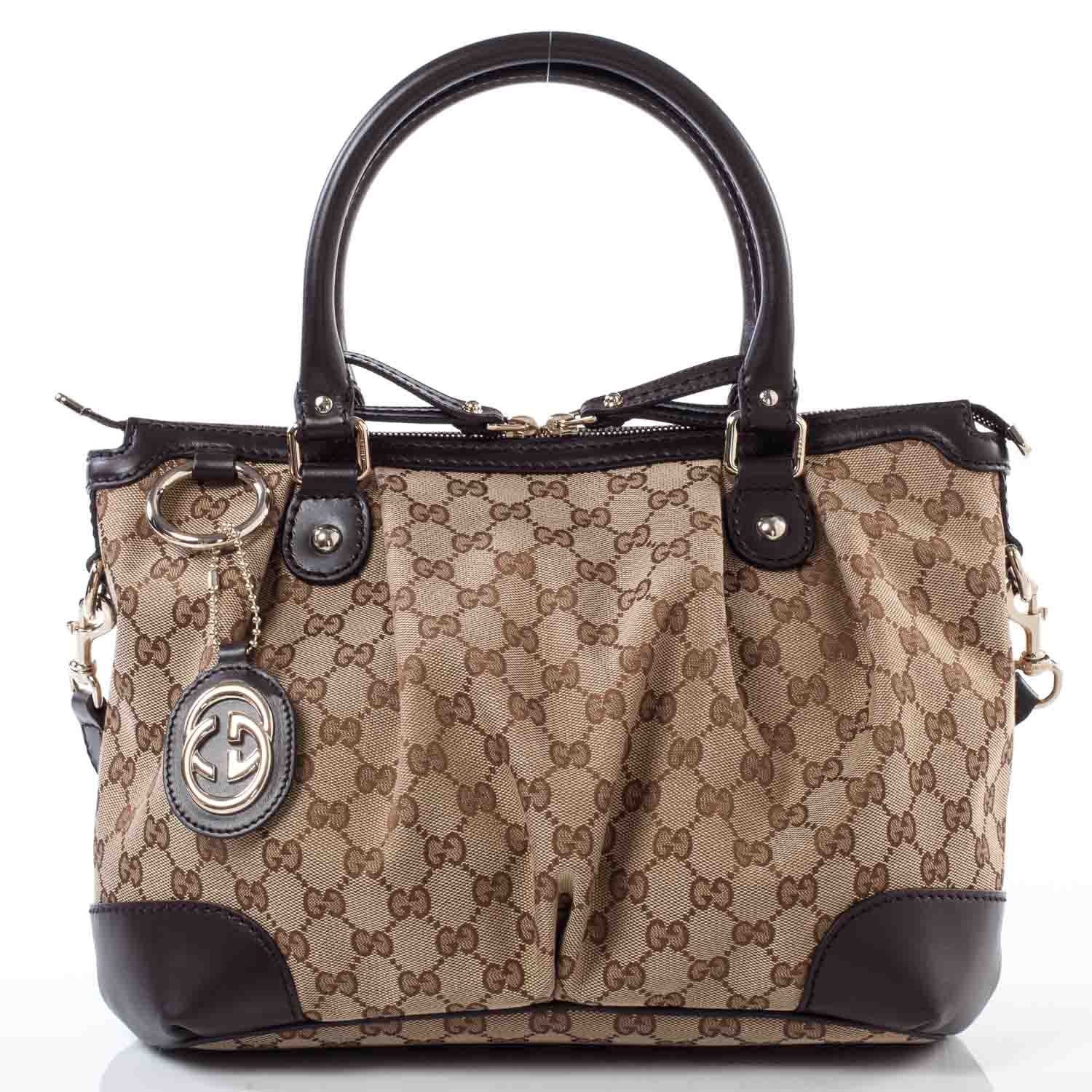 Gucci Monogram Medium Sukey Top Handle Dark Brown 1 of 9