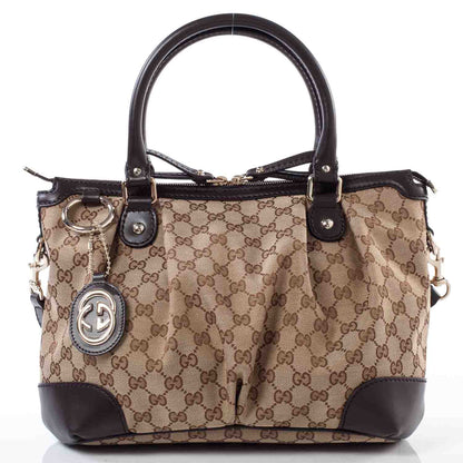 Gucci Monogram Medium Sukey Top Handle Dark Brown 1 of 9