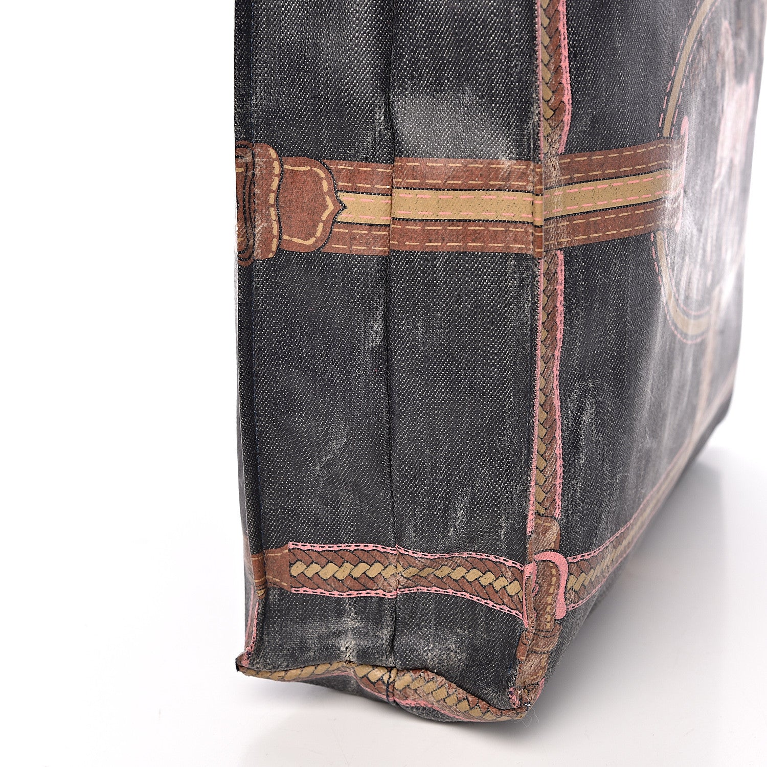 Fendi Coated Canvas Calfskin Romano Selleria Borghese Print Special Shopping Tote Blue Rosa 15 of 22