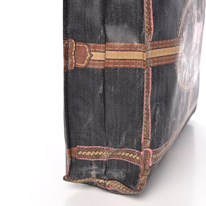 Fendi Coated Canvas Calfskin Romano Selleria Borghese Print Special Shopping Tote Blue Rosa 15 of 22