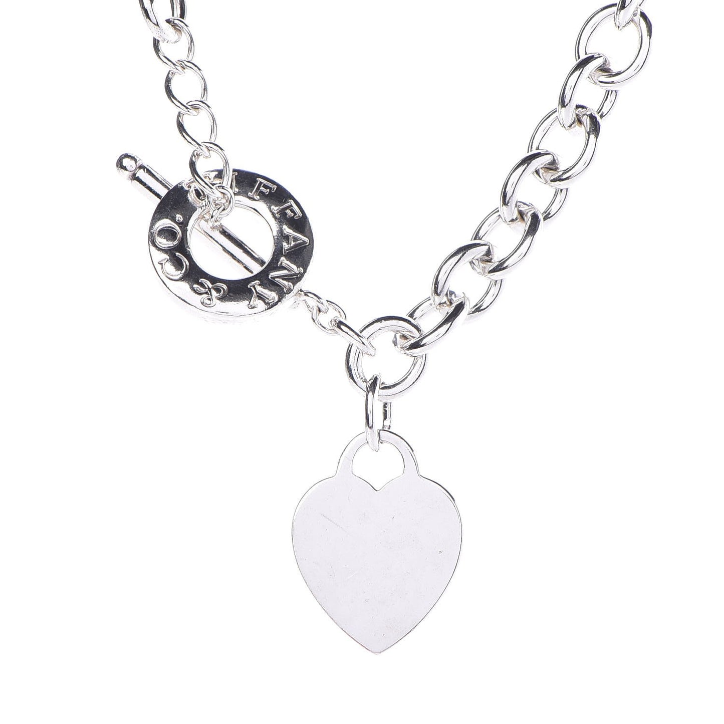 Sterling Silver Heart Tag Toggle Necklace