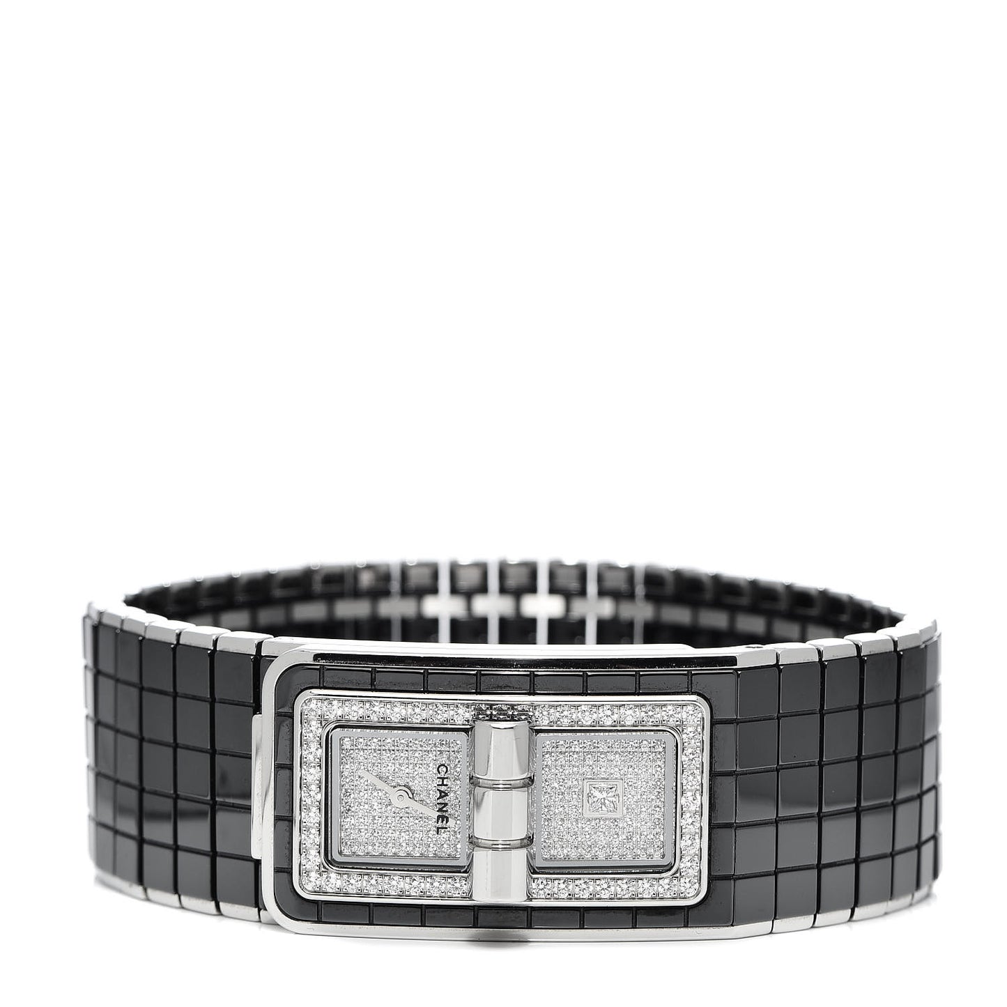Stainless Steel Ceramic Diamond Pave 21.5mm Code Coco Quartz Watch Black