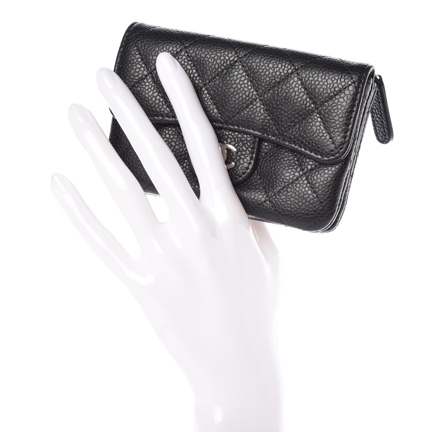 Caviar Quilted Coin Purse Black