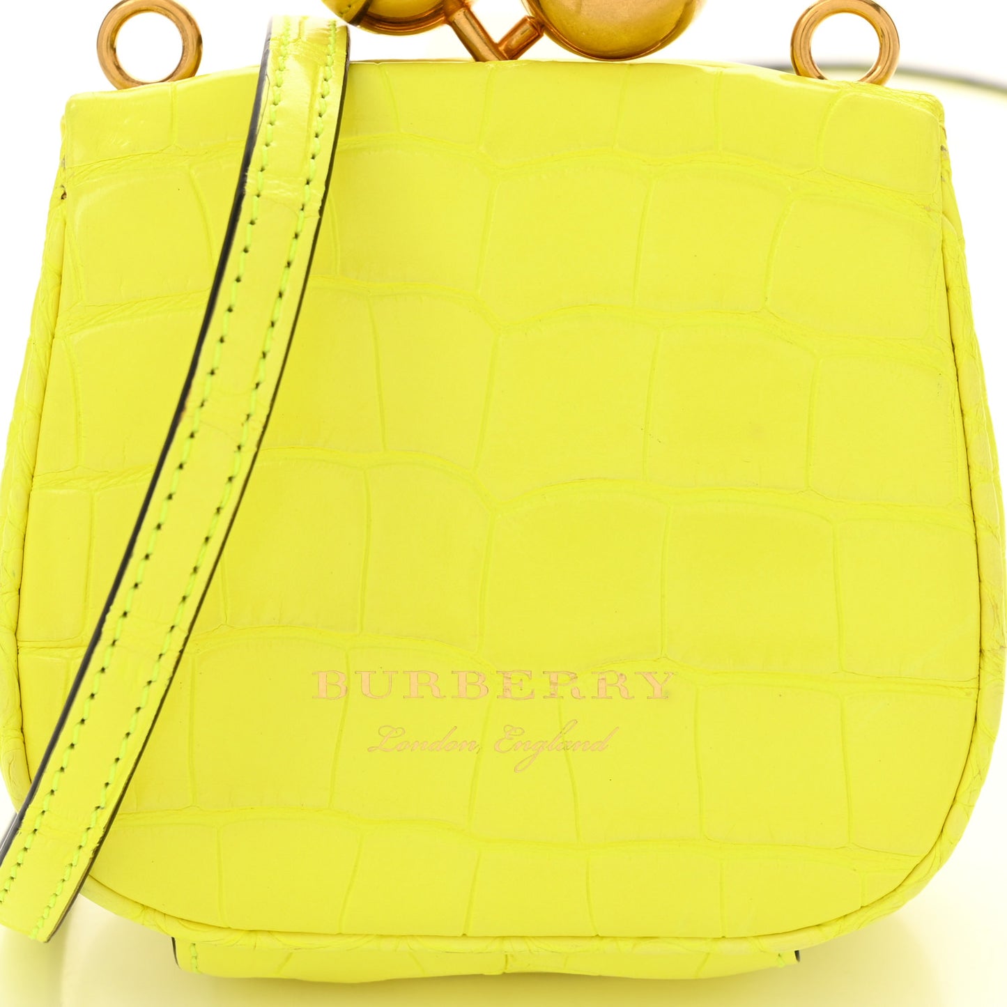 Alligator Mini Frame Bag Neon Yellow
