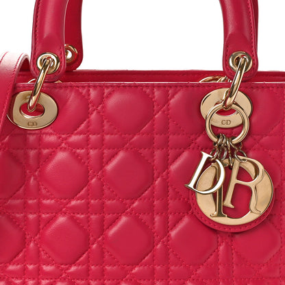 Christian Dior Lambskin Cannage Medium Lady Dior Fuchsia 8 of 13