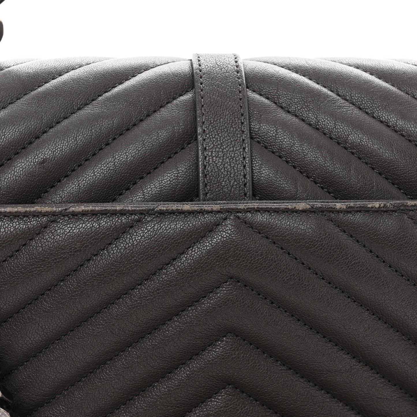 Sheepskin Matelasse Chevron Monogram Medium College Bag Asphalt