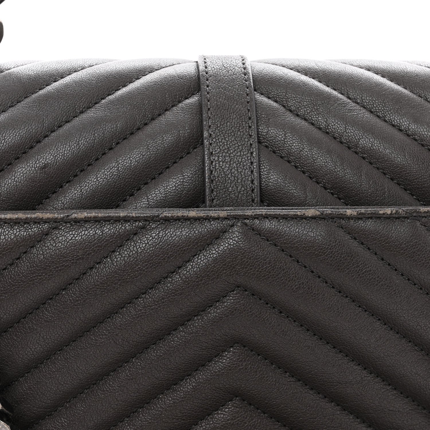 Saint Laurent Sheepskin Matelasse Chevron Monogram Medium College Bag Asphalt 16 of 16