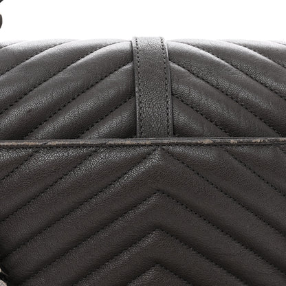 Saint Laurent Sheepskin Matelasse Chevron Monogram Medium College Bag Asphalt 16 of 16