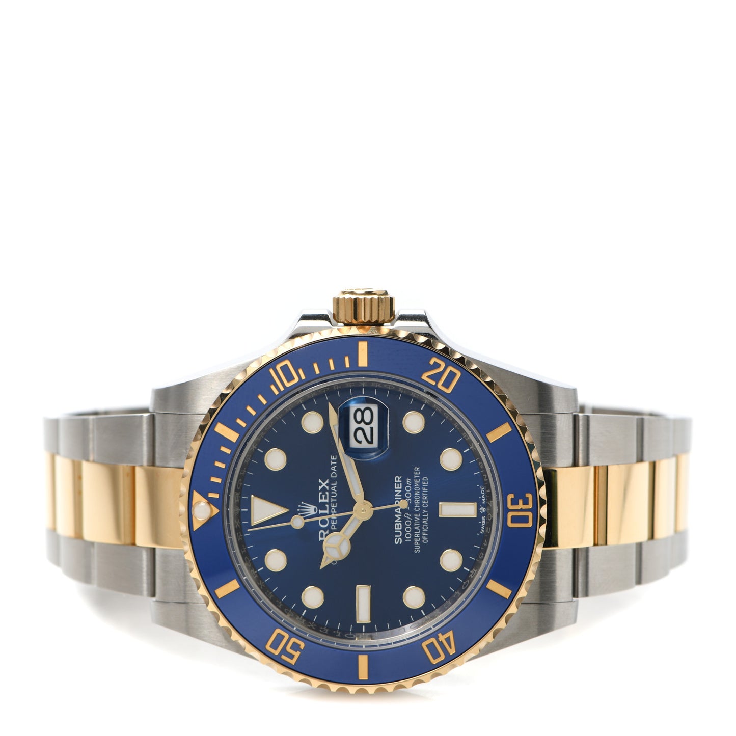 Stainless Steel 18K Yellow Gold 41mm Submariner Date Watch Royal Blue 126613LB