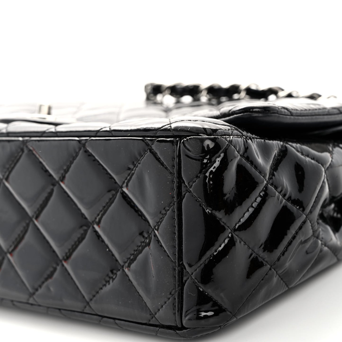 Patent Quilted Maxi Double Flap Black