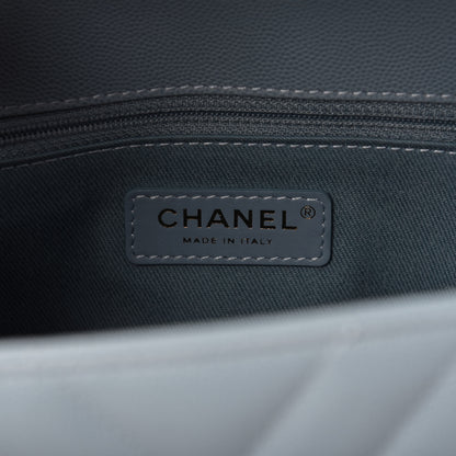 Chanel Caviar Chevron Quilted Small Coco Handle Flap Light Blue 8 of 10