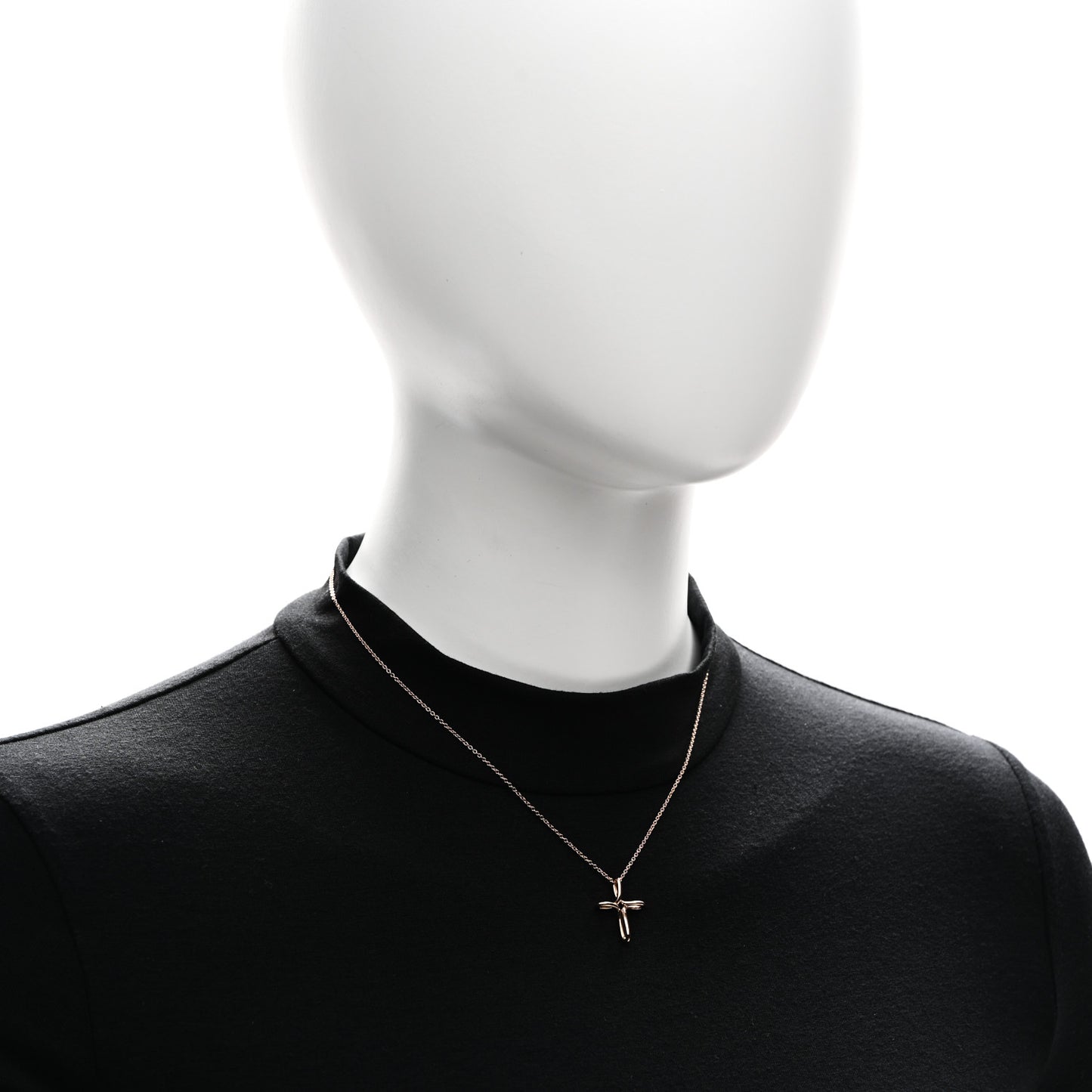 18K Rose Gold Elsa Peretti Infinity Cross Pendant Necklace