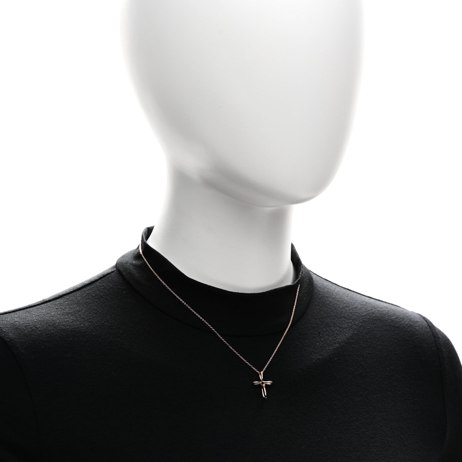 Tiffany 18K Rose Gold Elsa Peretti Infinity Cross Pendant Necklace 2 of 5