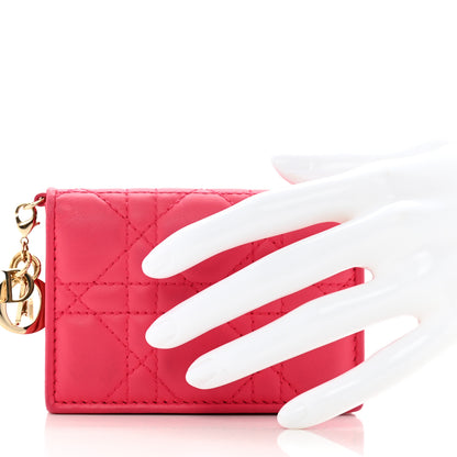 Christian Dior Lambskin Cannage Small Lady Dior Flap Card Holder Fuchsia 2 of 9