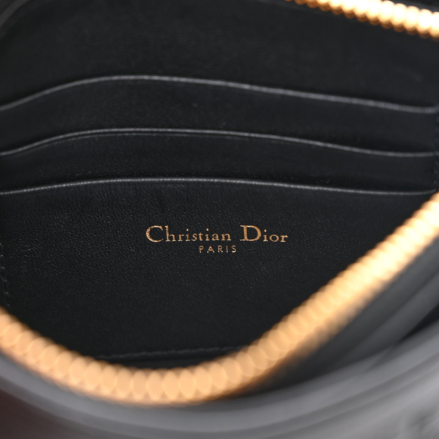 Christian Dior Calfskin Cannage Caro Zipped Pouch With Chain Black 6 of 11