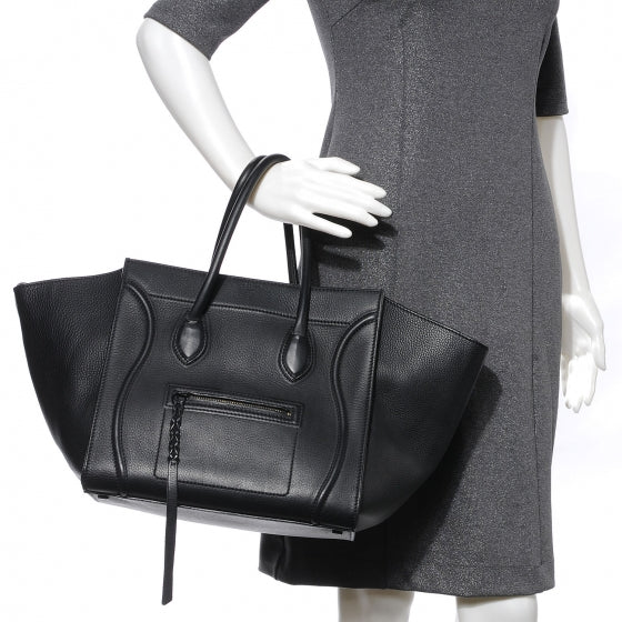 Celine Supple Calfskin Medium Phantom Luggage Black 2 of 7