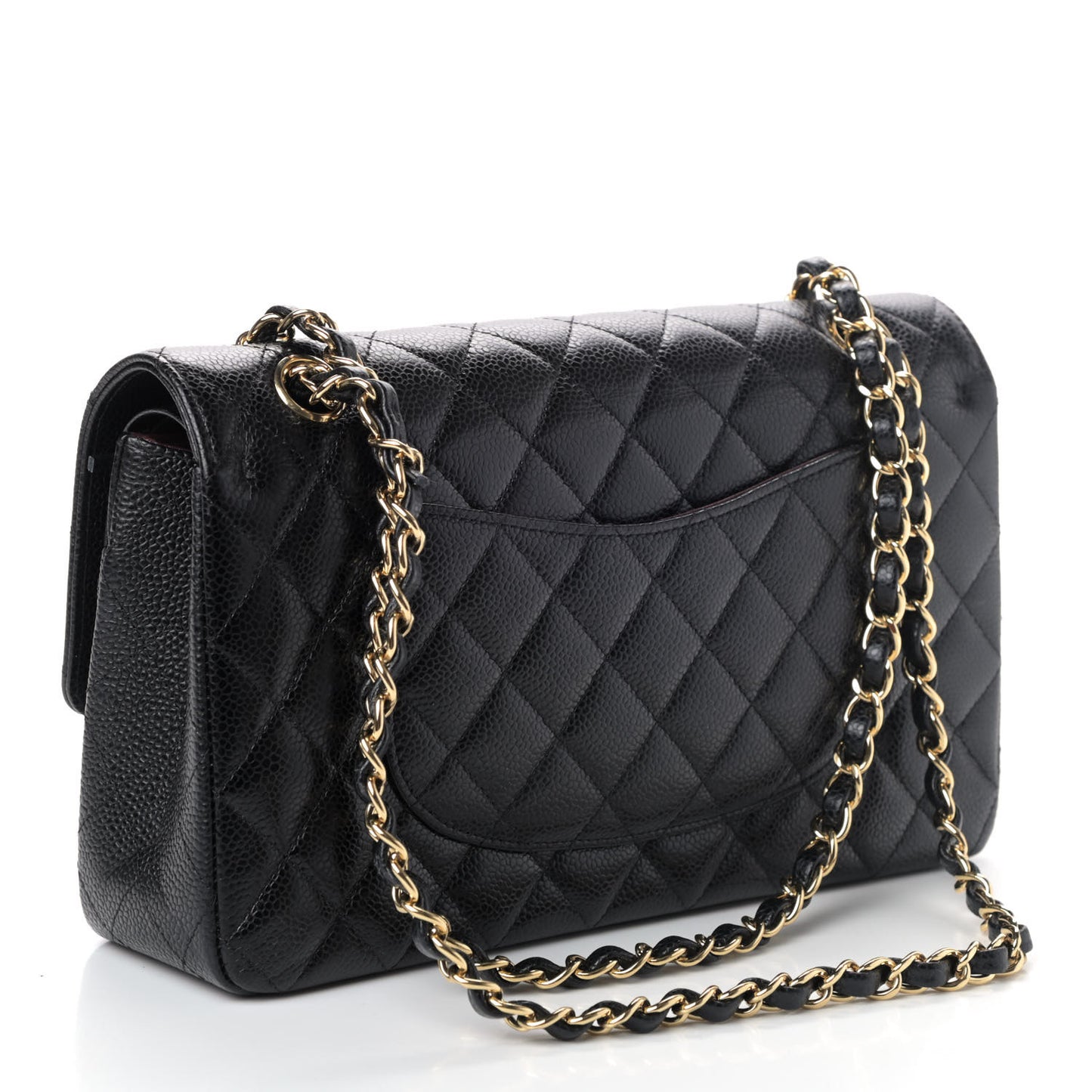 Caviar Quilted Medium Double Flap Black