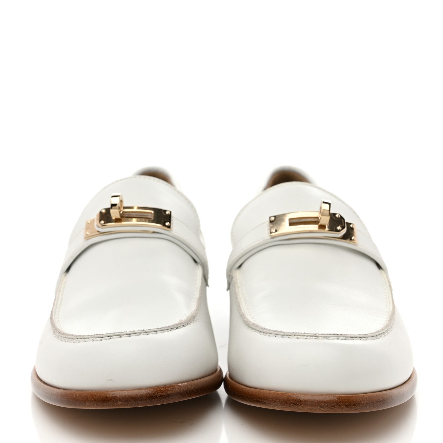 Hermes Calfskin Womens Destin Loafers 38.5 White 3 of 10
