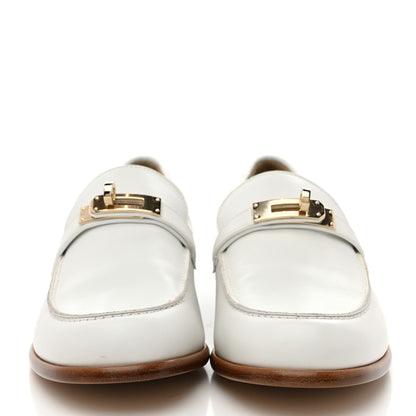 Hermes Calfskin Womens Destin Loafers 38.5 White 3 of 10