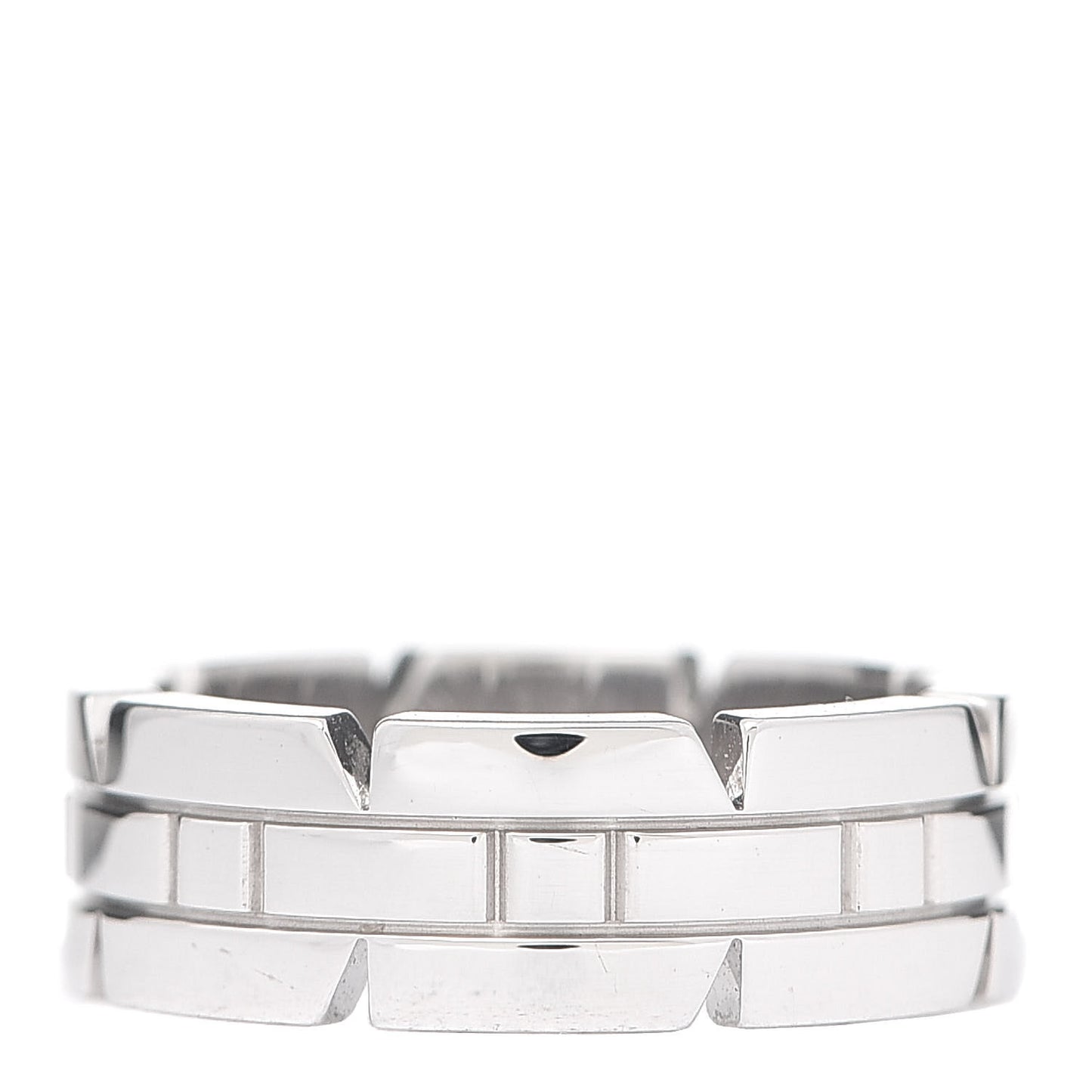 18K White Gold Diamond 6mm Tank Francaise Band Ring 48 4.5