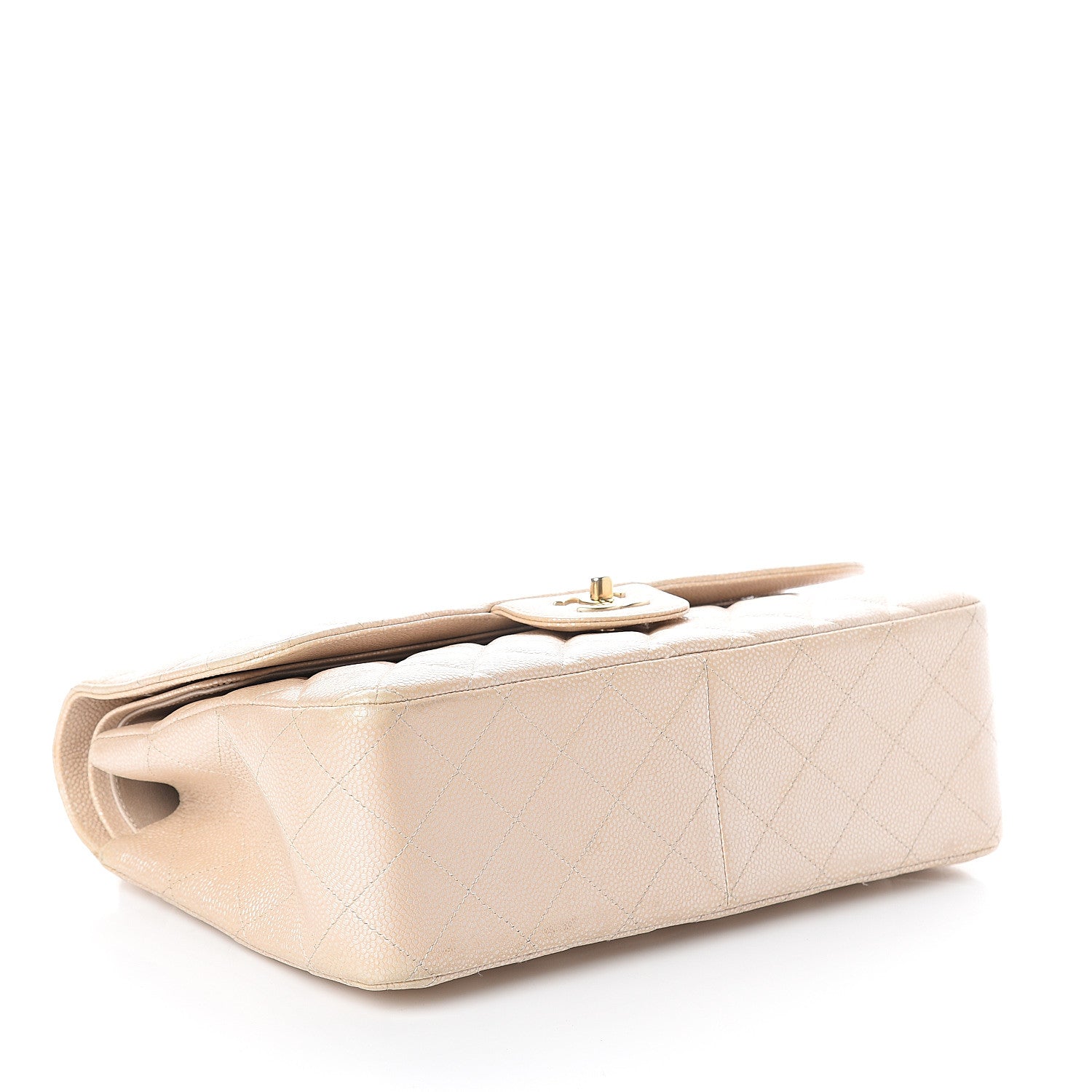 Chanel Pearly Caviar Quilted Jumbo Double Flap Light Beige 3 of 9