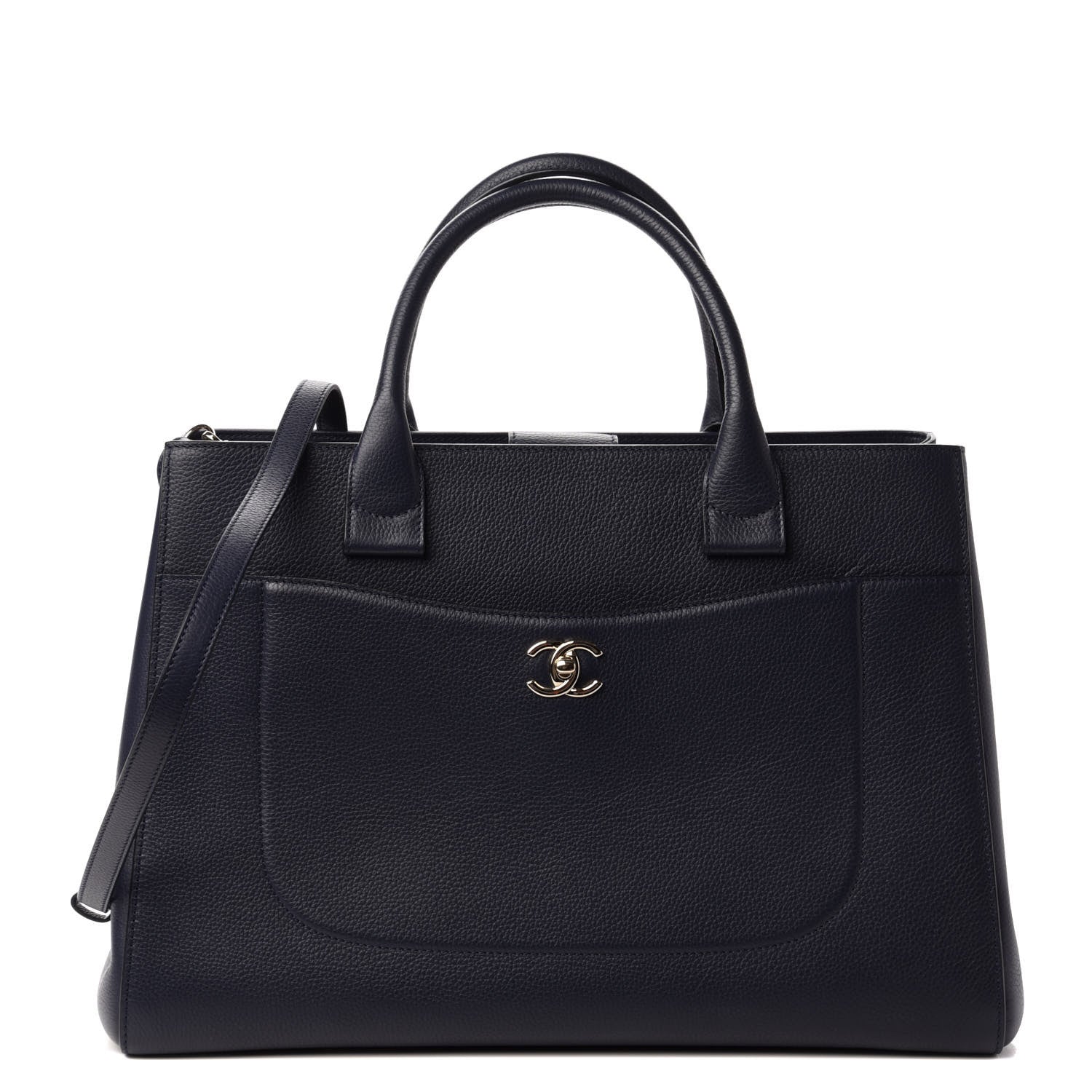 Chanel Grained Calfskin Medium Neo Executive Shopper Tote Navy 1 of 8
