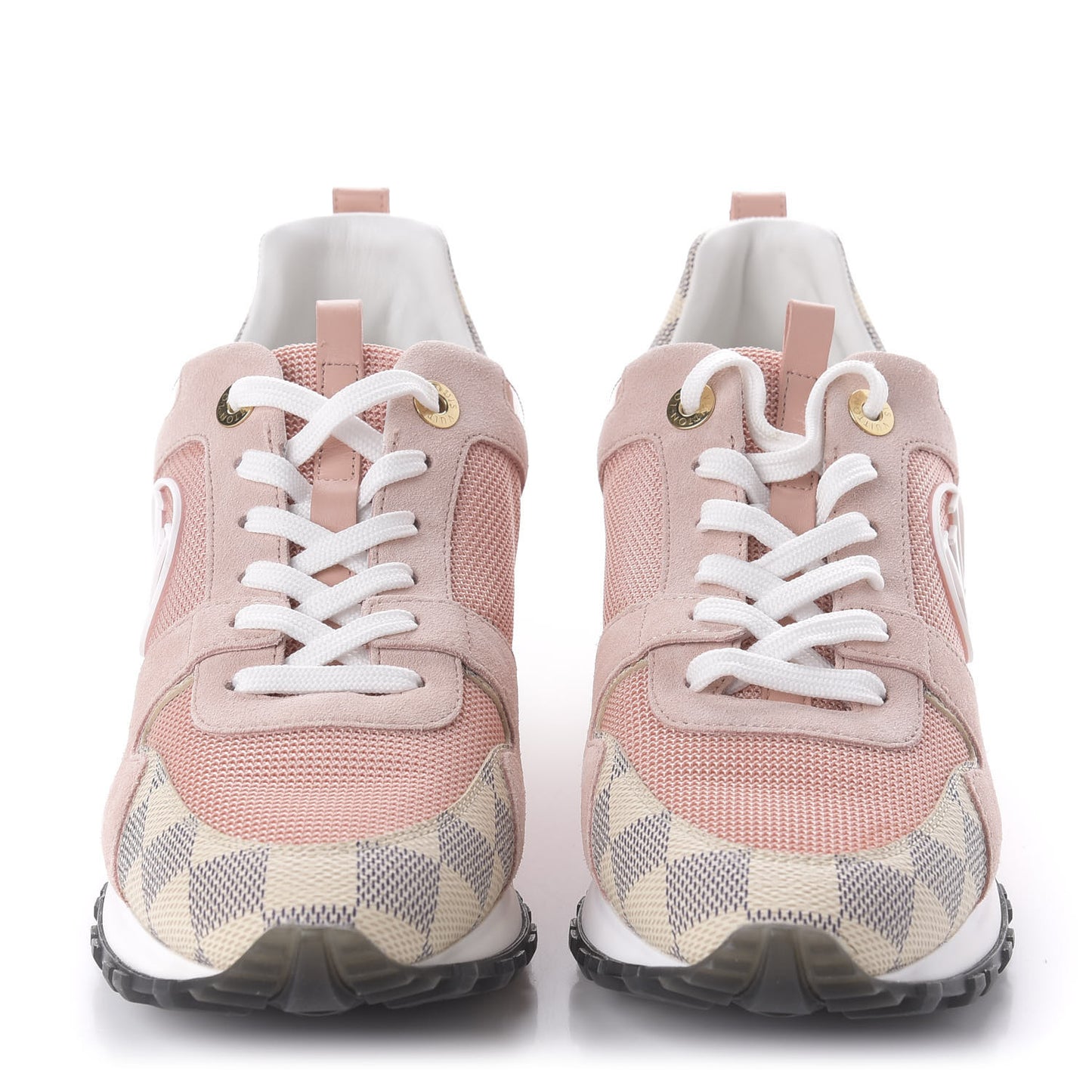 Suede Damier Azur Run Away Sneakers 38 Pink