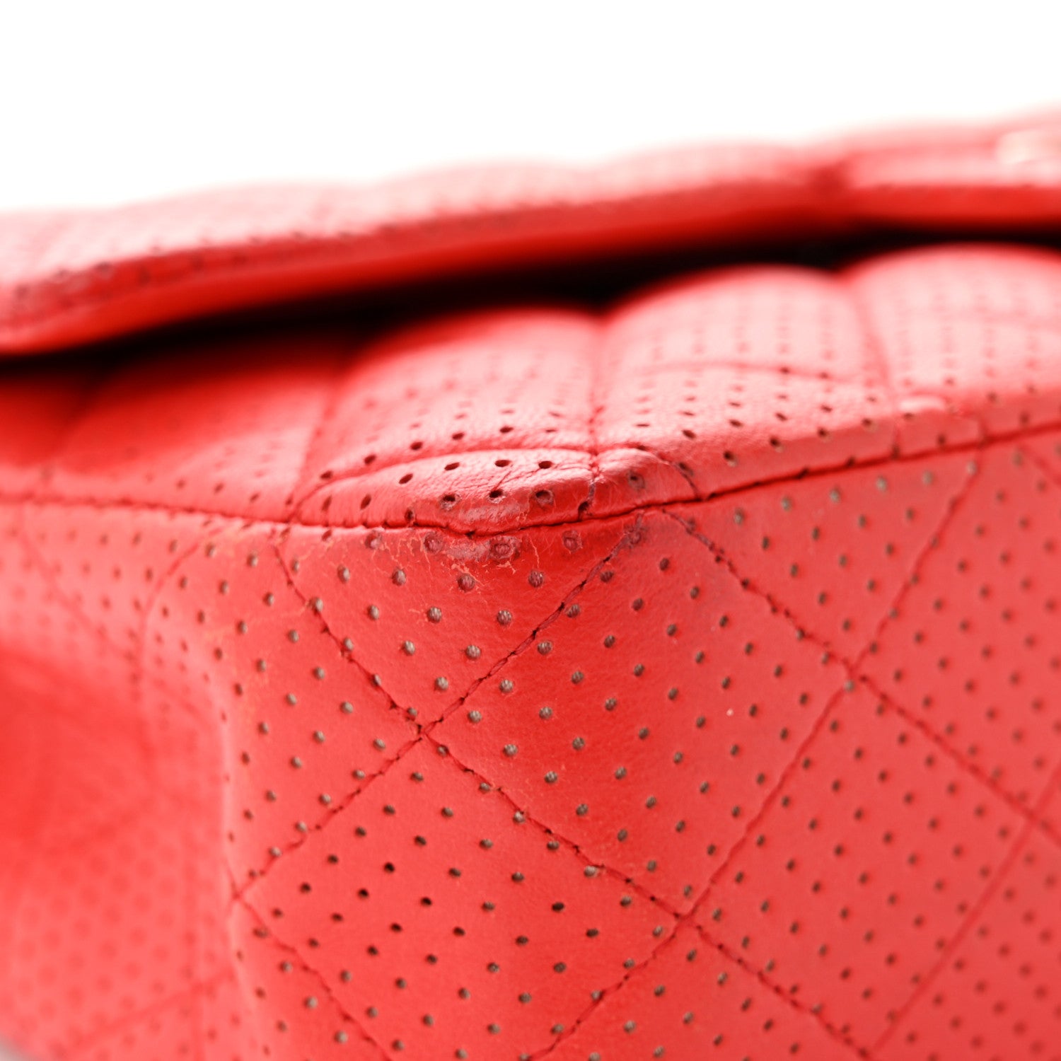 Chanel Lambskin Perforated Medium Double Flap Red 9 of 28