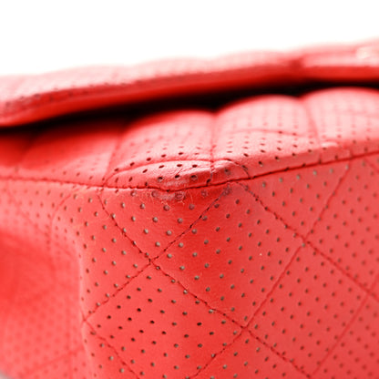 Chanel Lambskin Perforated Medium Double Flap Red 9 of 28