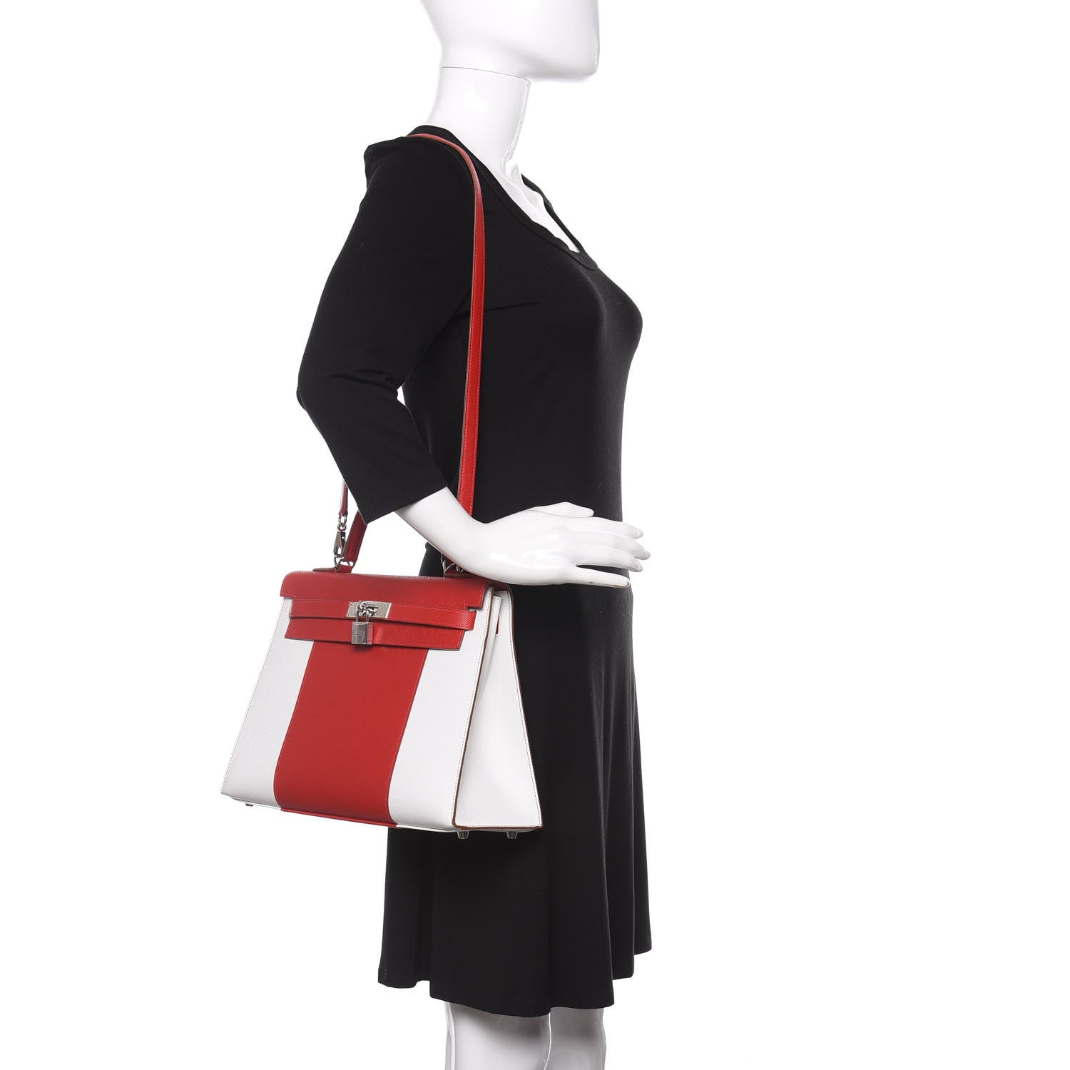 Hermes Epsom Flag Kelly Sellier 32 Rouge Casaque White 2 of 11