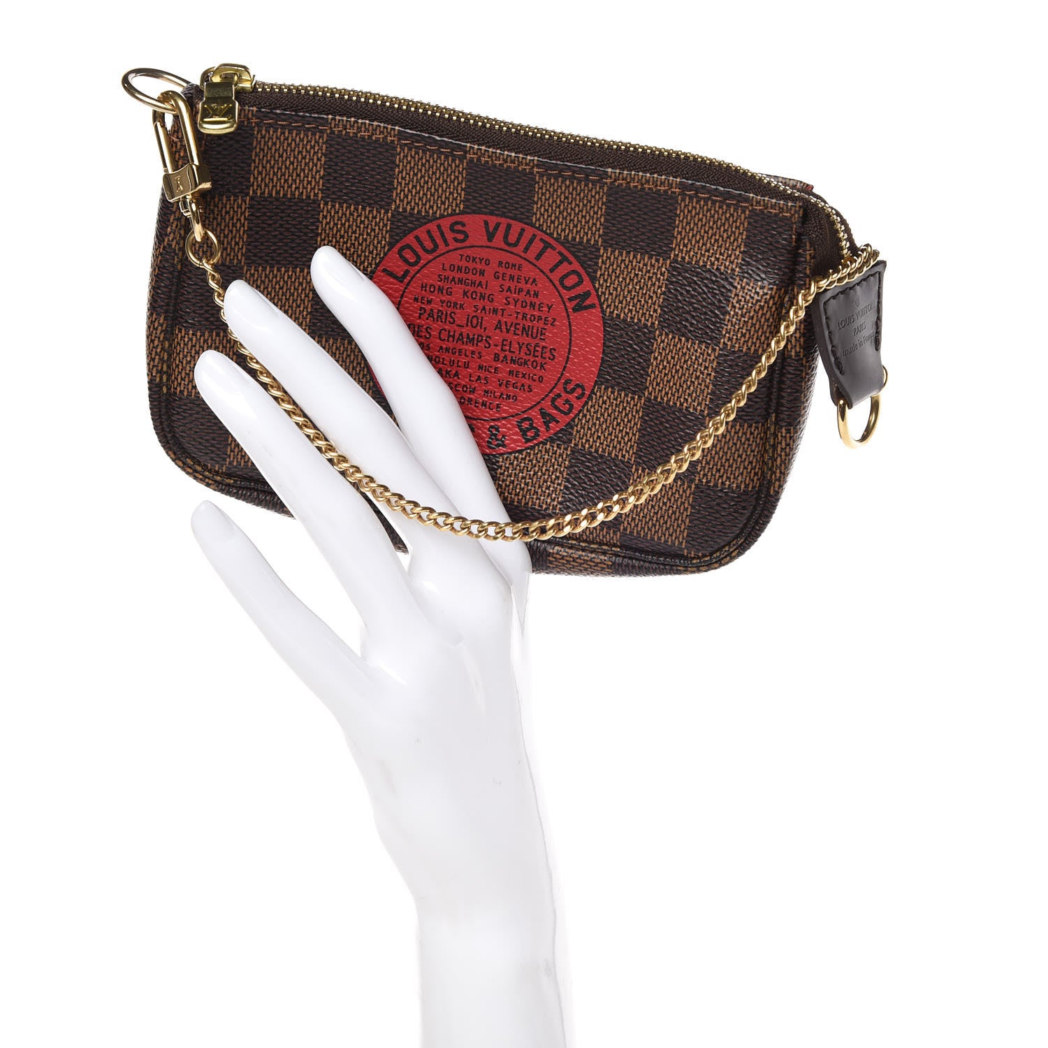 Louis Vuitton Damier Ebene Complice Trunks and Bags Mini Pochette Accessories Red 2 of 9
