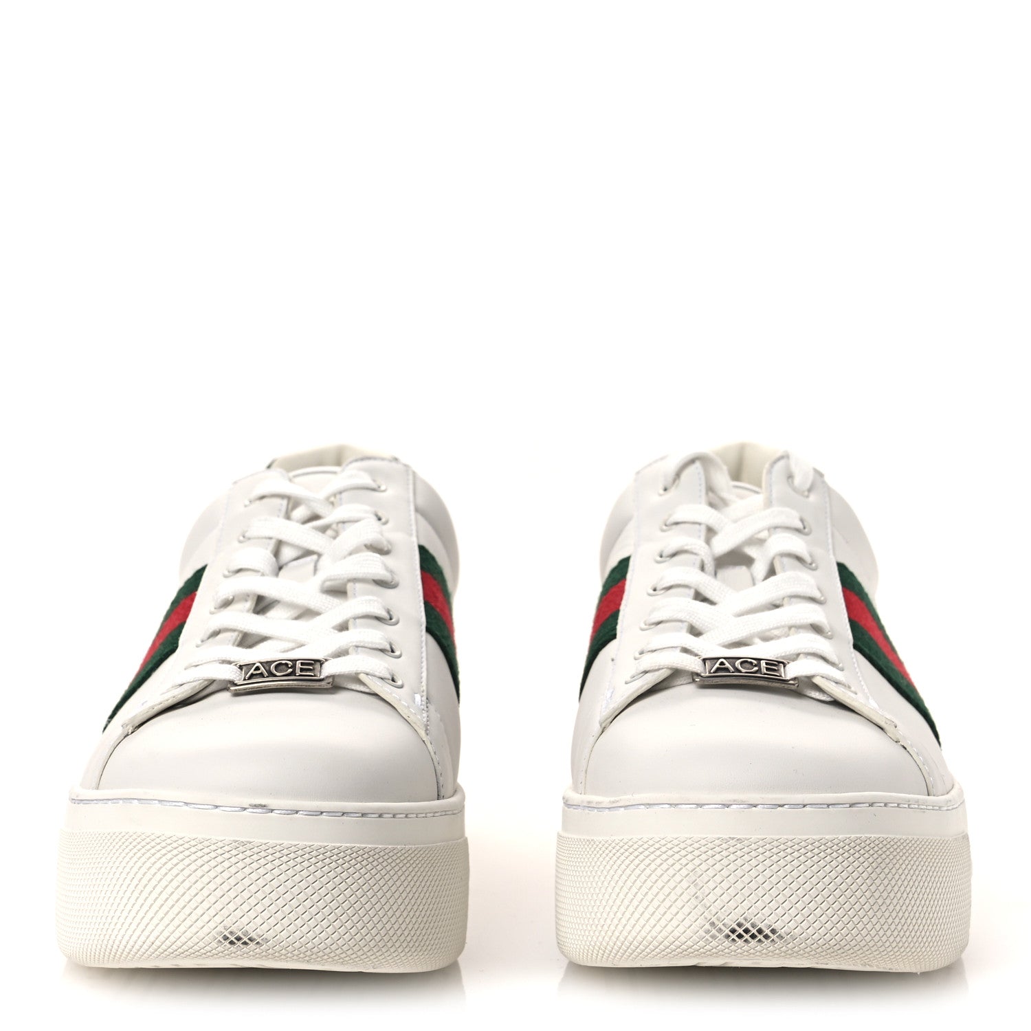 Gucci Ultralight Plume Calfskin Web Womens Ace Platform Sneakers 41 White 3 of 12