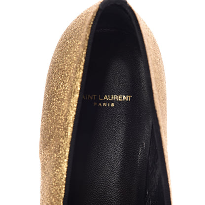 Saint Laurent Metallic Calfskin Smoking Slipper Flat Loafers 37 Gold 9 of 11