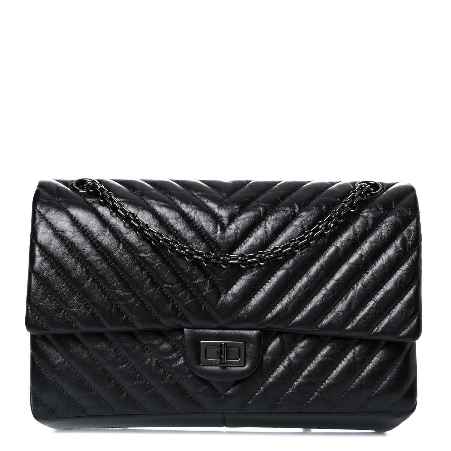 Aged Calfskin Chevron Quilted 2.55 Reissue 226 So Black