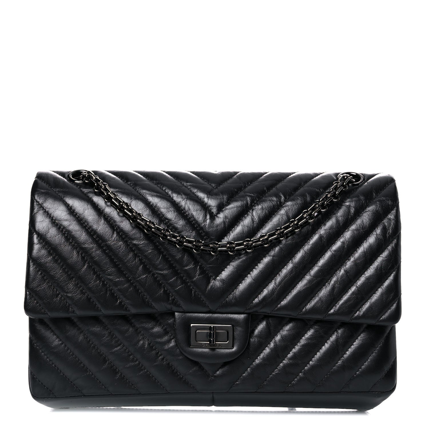 Chanel Aged Calfskin Chevron Quilted 2.55 Reissue 226 So Black 1 of 13