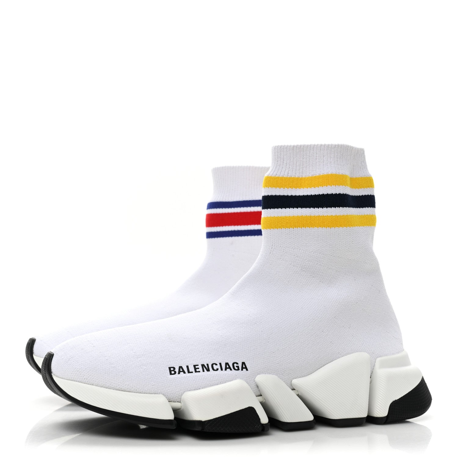 Balenciaga Technical 3D Recycled Knit Striped Womens Speed 2.0 Sneakers 37 White Multicolor 3 of 9