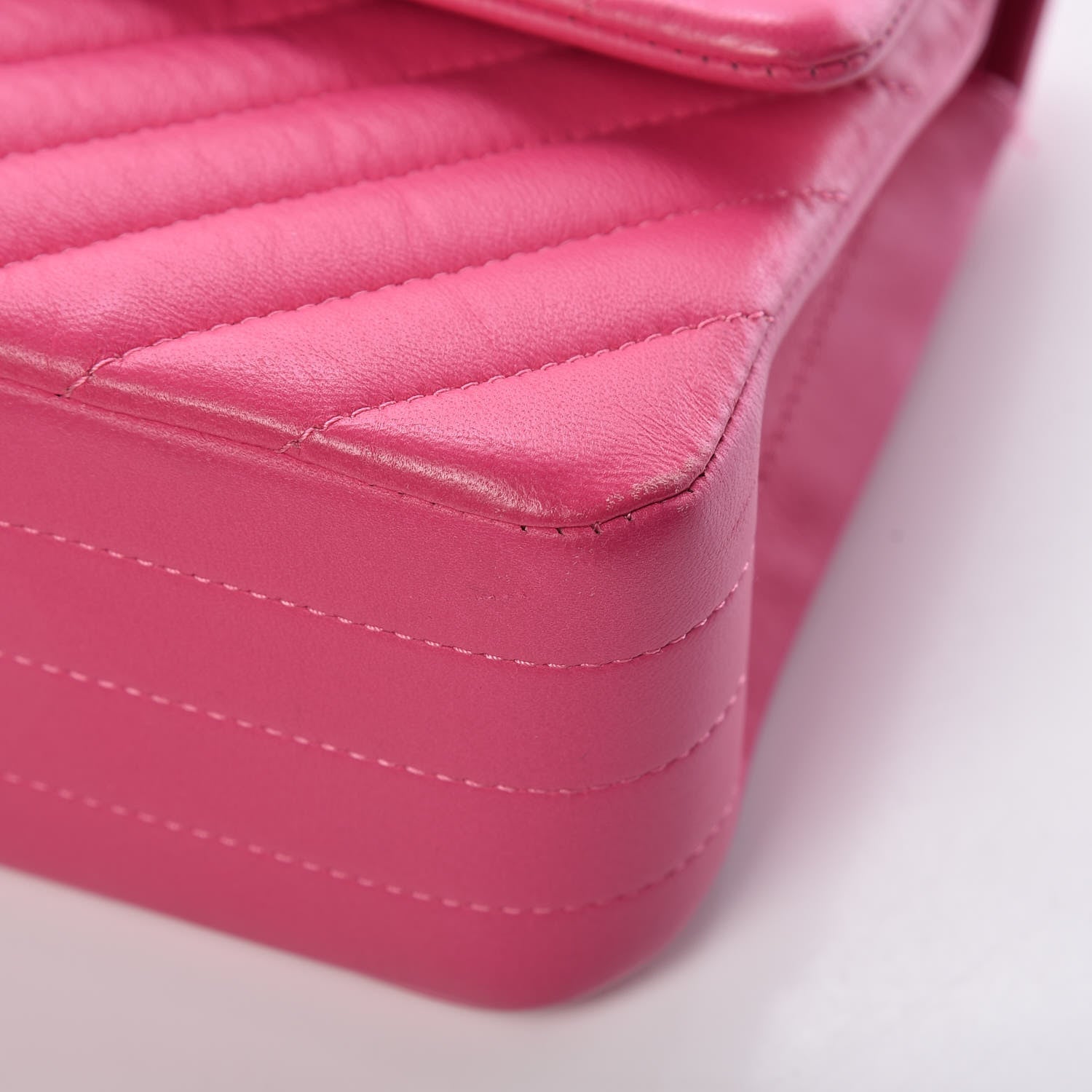 Chanel Lambskin Chevron Quilted Medium Double Flap Pink 15 of 18