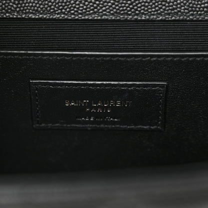 Saint Laurent Grain De Poudre Textured Mixed Matelasse Triquilt Medium Monogram Monochrome Satchel Black 6 of 14
