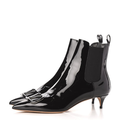 Valentino Garavani Patent VLogo Ankle Boots 37.5 Black 3 of 8