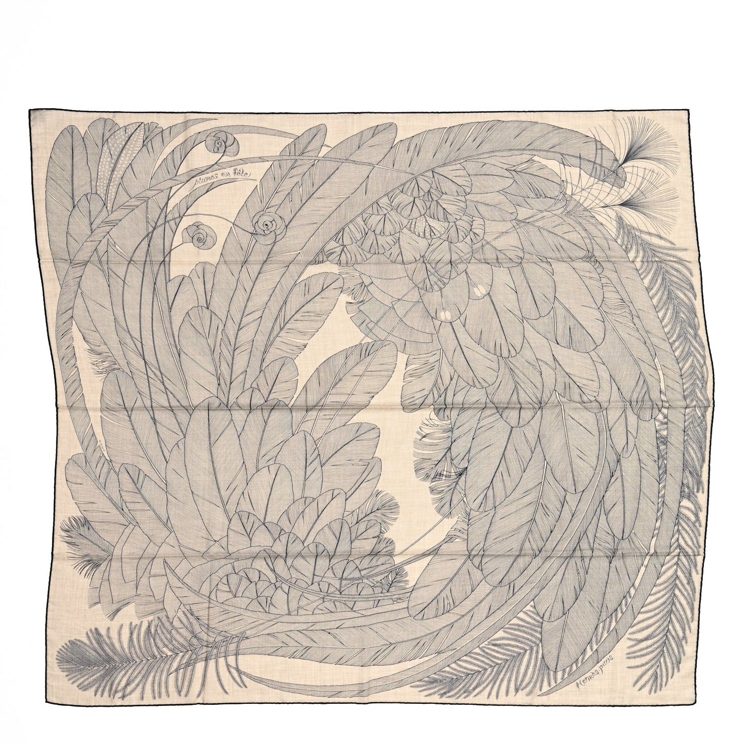 Cashmere Silk Plumes En Fete Shawl 140 Naturel Black
